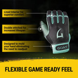 Origin Series Short Cuff Black and Mint Batting Gloves