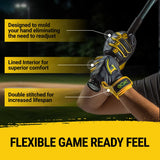 Legacy Series Short Cuff Navy Blue and Yellow Batting Gloves