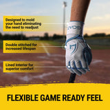 Origin Series Long Cuff White and Electric Blue Batting Gloves