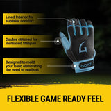 Origin Series Short Cuff Black and Electric Blue Batting Gloves