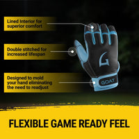 Origin Series Short Cuff Black and Electric Blue Batting Gloves