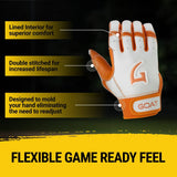 Origin Series Short Cuff White and Orange Batting Gloves