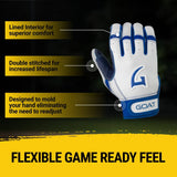 Origin Series Short Cuff White and Royal Blue Batting Gloves