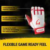 Origin Series Short Cuff White and Red Batting Gloves