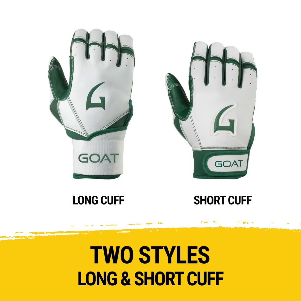 Origin Series Short Cuff White and Green Batting Gloves