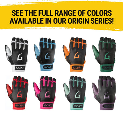 Origin Series Short Cuff Black and Green Batting Gloves