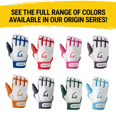 Origin Series Short Cuff White and Purple Batting Gloves