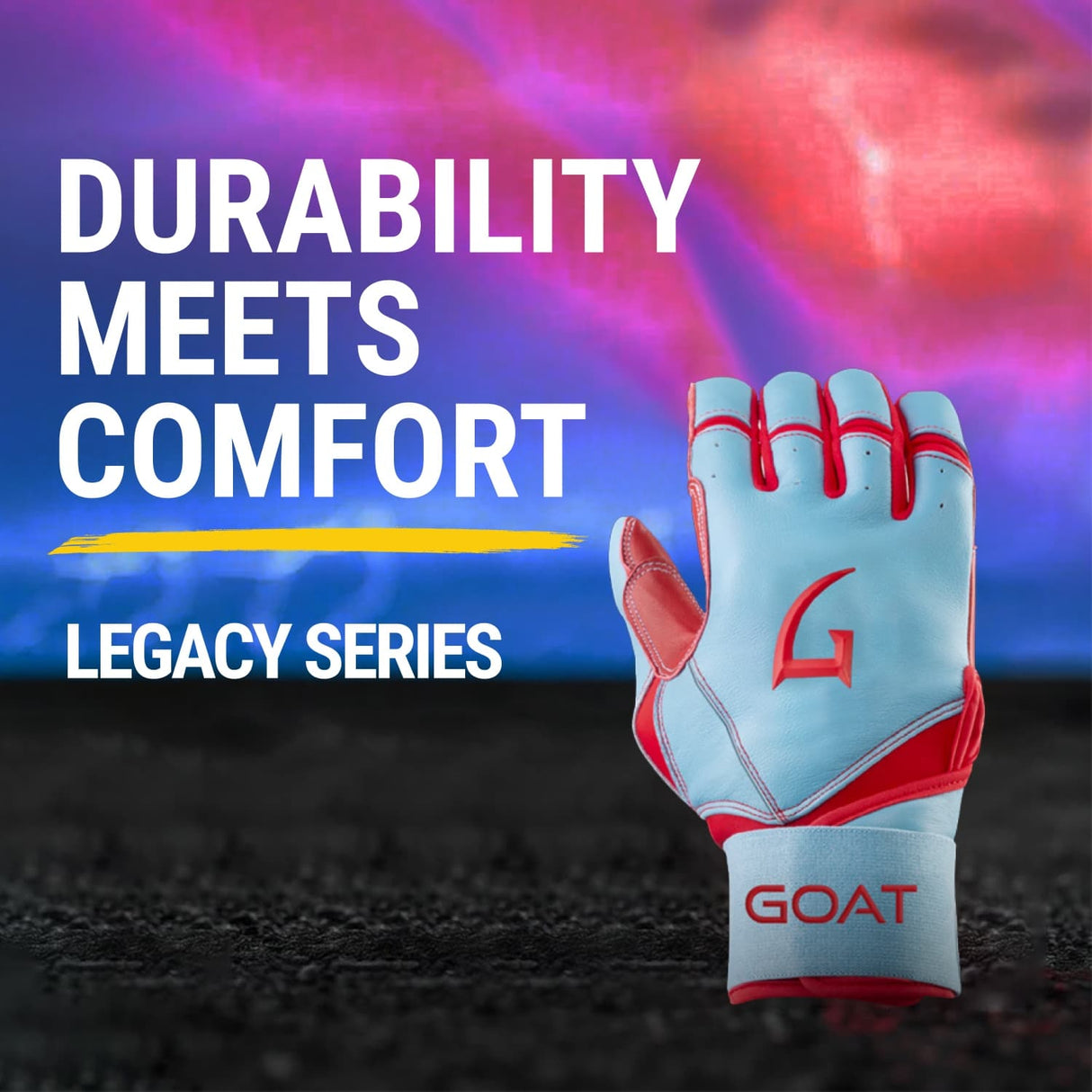 Legacy Series Long Cuff Electric Blue and Red Batting Gloves