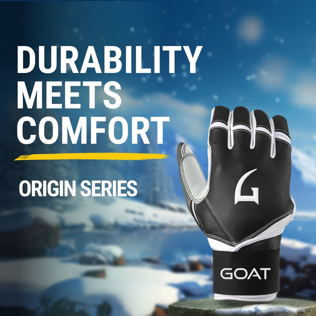 Origin Series Long Cuff Black and White Batting Gloves