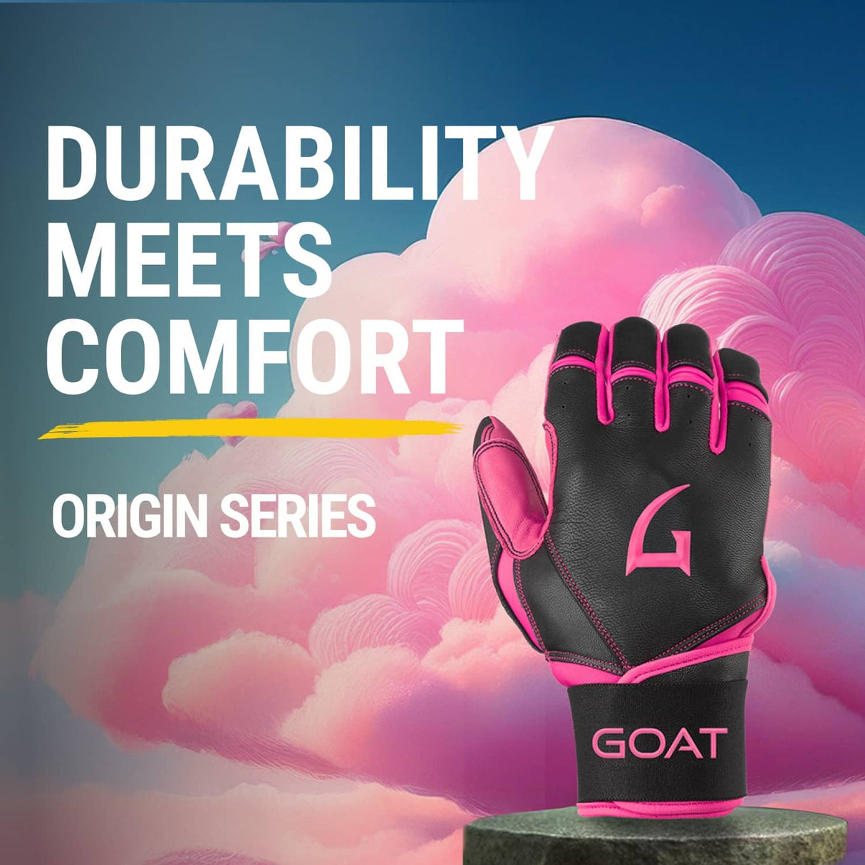 Origin Series Long Cuff Black and Pink Batting Gloves