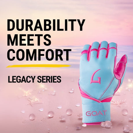 Legacy Series Long Cuff Electric Blue and Pink Batting Gloves