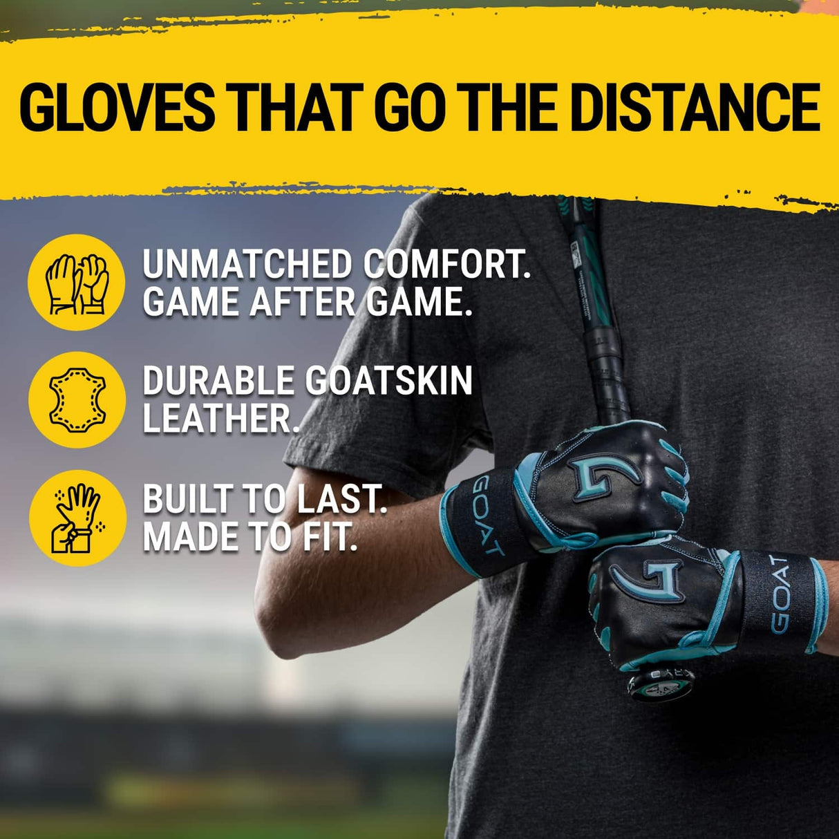 Origin Series Long Cuff Black and Electric Blue Batting Gloves