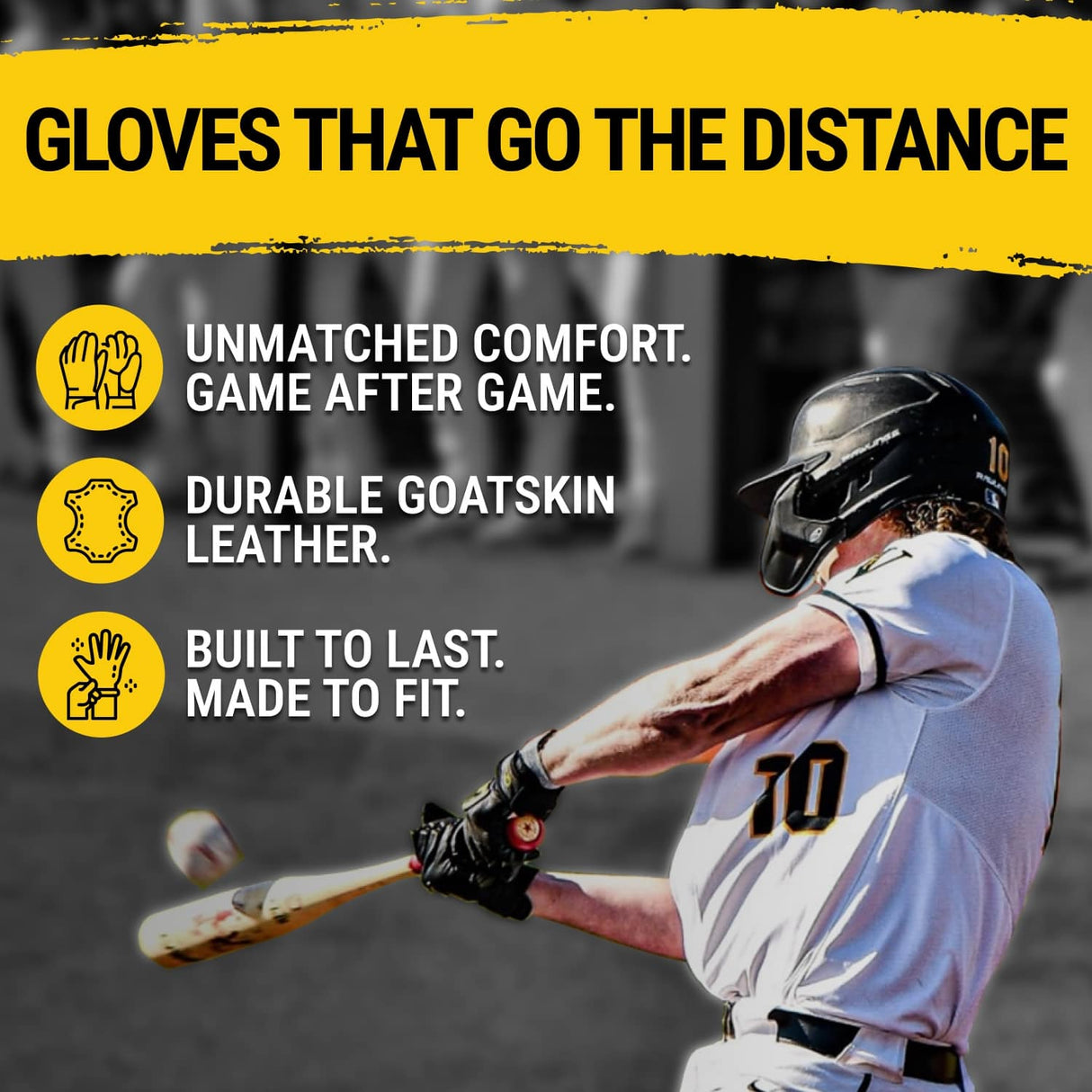 Legacy Series Long Cuff Black and Yellow Batting Gloves