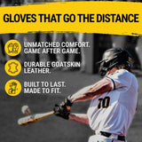 Legacy Series Long Cuff Black and Yellow Batting Gloves