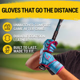 Legacy Series Long Cuff Electric Blue and Pink Batting Gloves