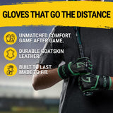 Origin Series Long Cuff Black and Green Batting Gloves