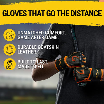 Origin Series Long Cuff Black and Orange Batting Gloves