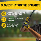 Legacy Series Long Cuff Navy Blue and Yellow Batting Gloves