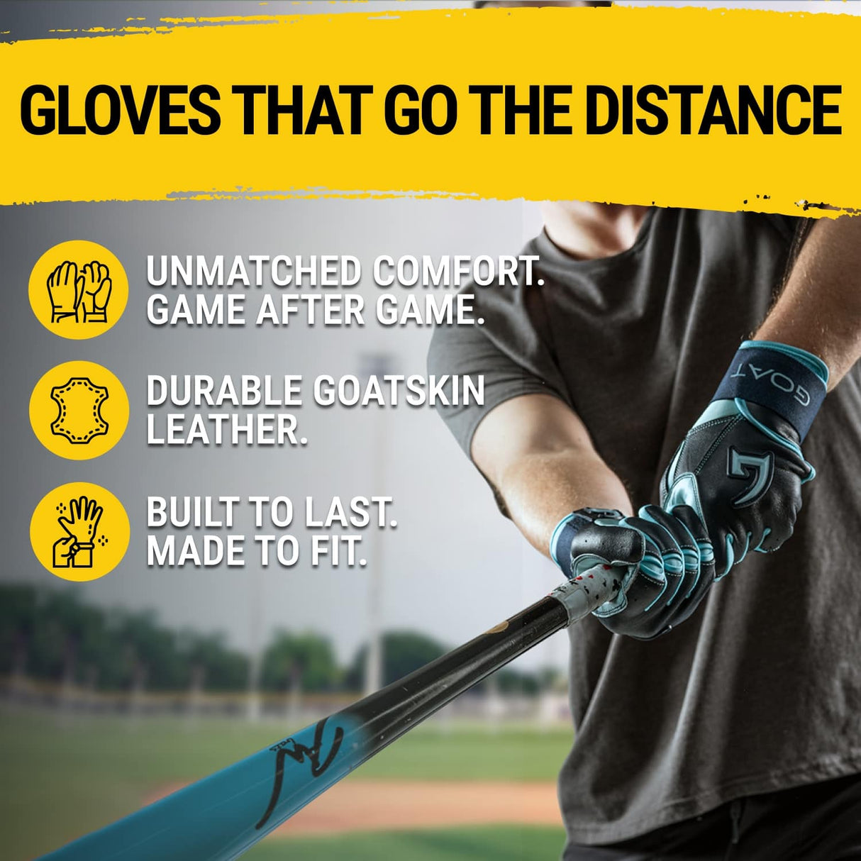 Legacy Series Long Cuff Navy Blue and Powder Blue Batting Gloves