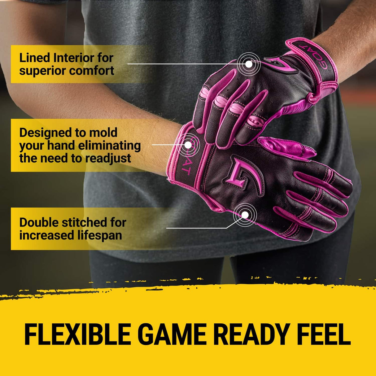 Origin Series Long Cuff Black and Pink Batting Gloves