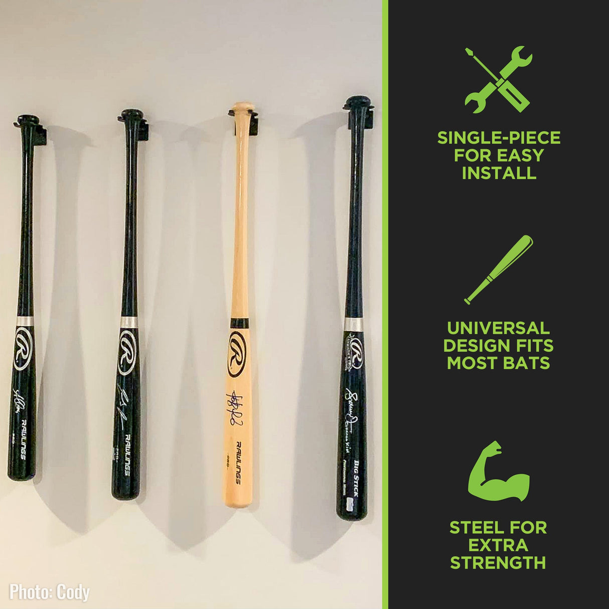 HIDEit VBat | Vertical Baseball Bat Mount