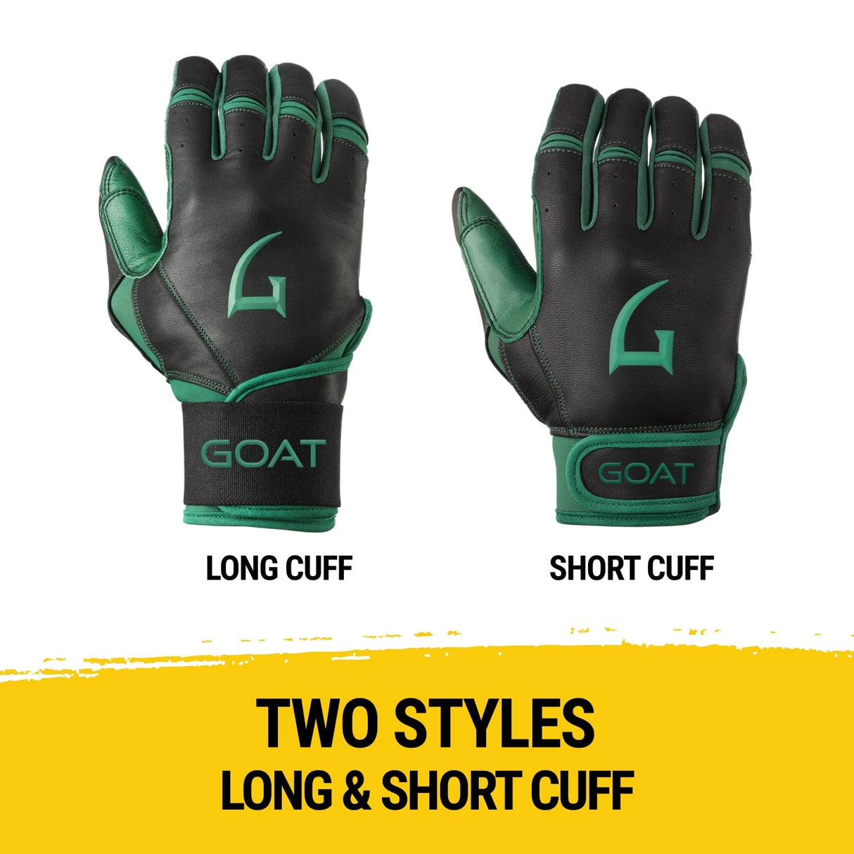 Origin Series Long Cuff Black and Green Batting Gloves