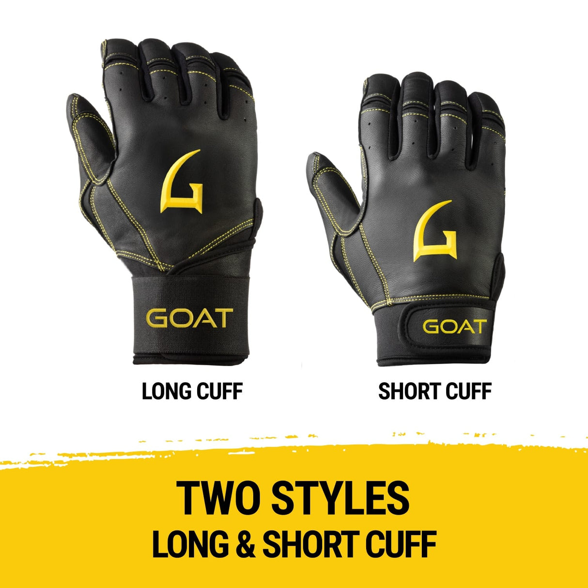 Legacy Series Long Cuff Black and Yellow Batting Gloves