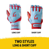 Legacy Series Long Cuff Electric Blue and Red Batting Gloves