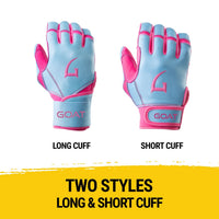 Legacy Series Long Cuff Electric Blue and Pink Batting Gloves