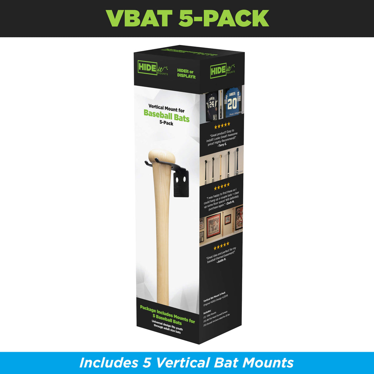 HIDEit VBat | Vertical Baseball Bat Mount