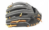 Akadema Professional fielder's mitt in black with leather color laces, pinky side view