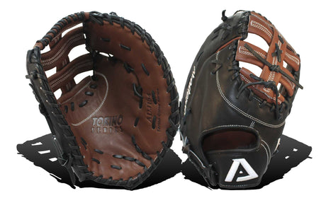 Akadema first base mitt in mahogany and black