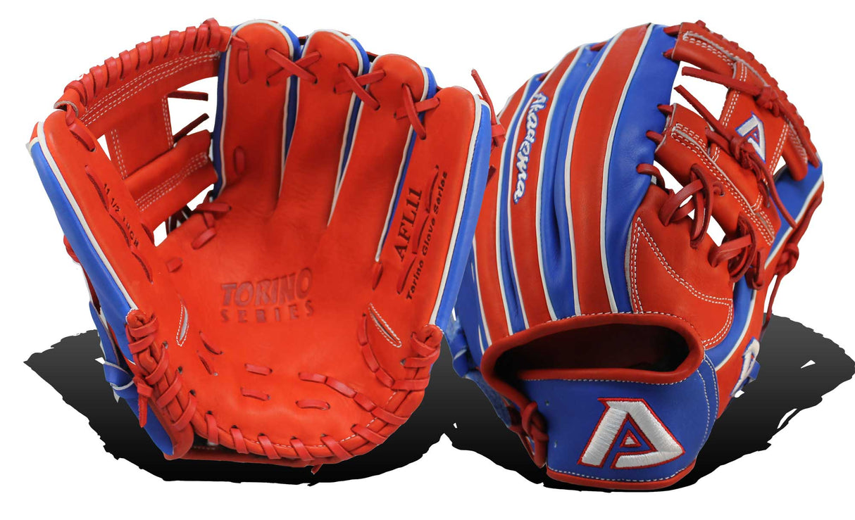 Akadema Torino fielder's mitt in red and blue