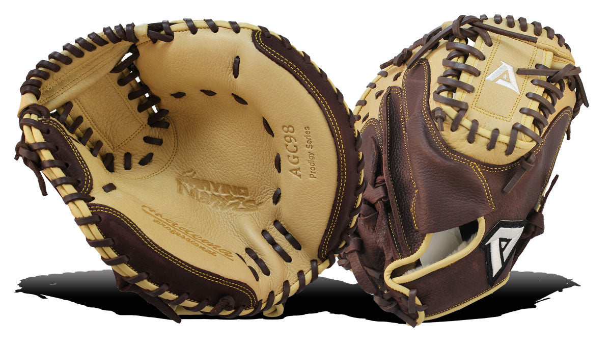 Akadema Prodigy Series catcher’s mitt in beige and brown