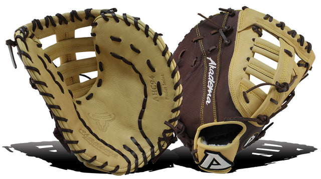 Akadema Steerhide first base mitt in beige and brown