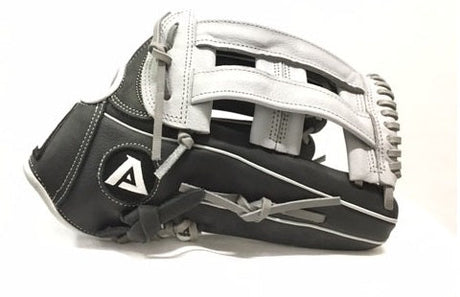 Akadema Professional fielder’s mitt in black and grey, thumb side view