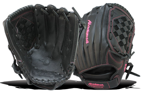 Akadema Steerhide fielder's mitt in black and pink