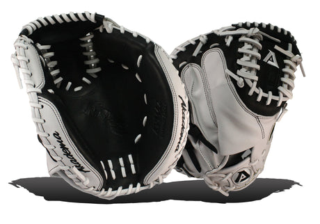 Akadema first base mitt in black and grey