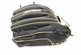 Akadema Steerhide fielder's mitt in black and beige, pinky side view