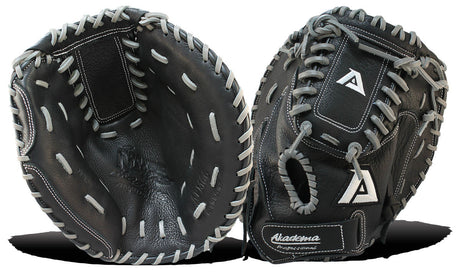 Akadema first base mitt in black and grey