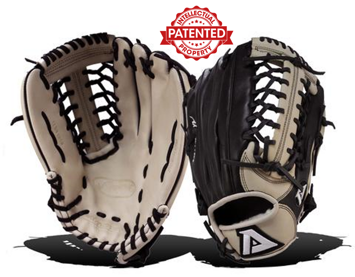 The Akadema ASF421 (12.75") Outfield Glove features ProSoft Select leather, Reptilian Claw design, and deep pocket for superior ball control. Ideal for RF, LF, and CF