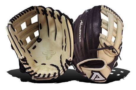 The Akadema ASF 414 (12") Glove features ProSoft Select leather, H-Web, and a versatile design for outfield, pitcher, and infield positions