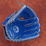 Yardley Blue and Gray glove from a palm view