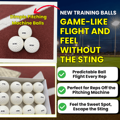 Dirtbag Development Dimple Bash Balls – Seamless Foam Pitching Machine Baseballs