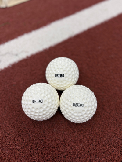 Dirtbag Development Dimple Bash Balls – Seamless Foam Pitching Machine Baseballs