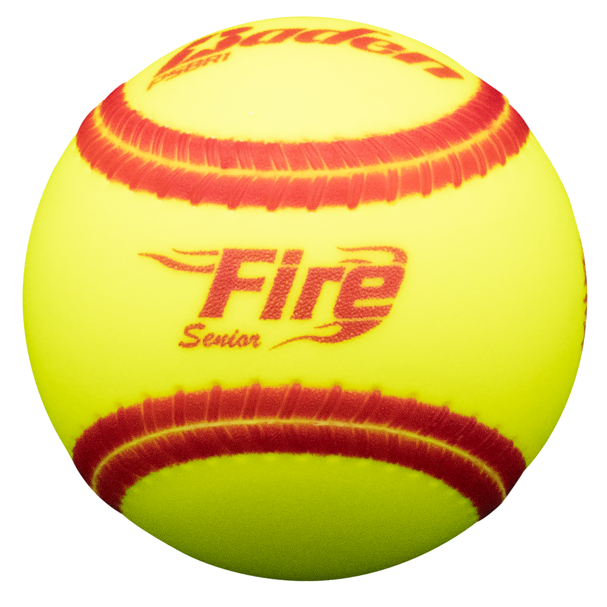 Wide red seams for training batters eye and seeing spin off bat; Ball hits and feels like a regulation slow pitch ball; One piece cover. Fire Logo