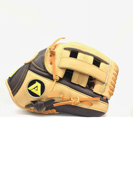 Akadema Torino fielder’s mitt in beige and brown thumb side view