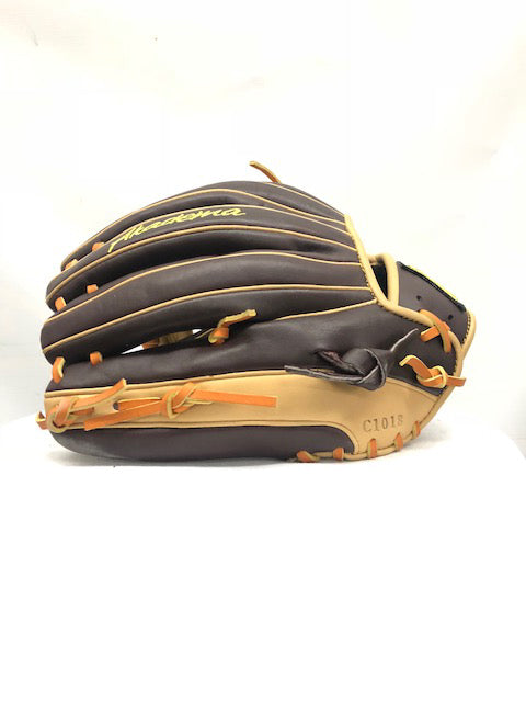 Akadema Torino fielder’s mitt in beige and brown finger side view