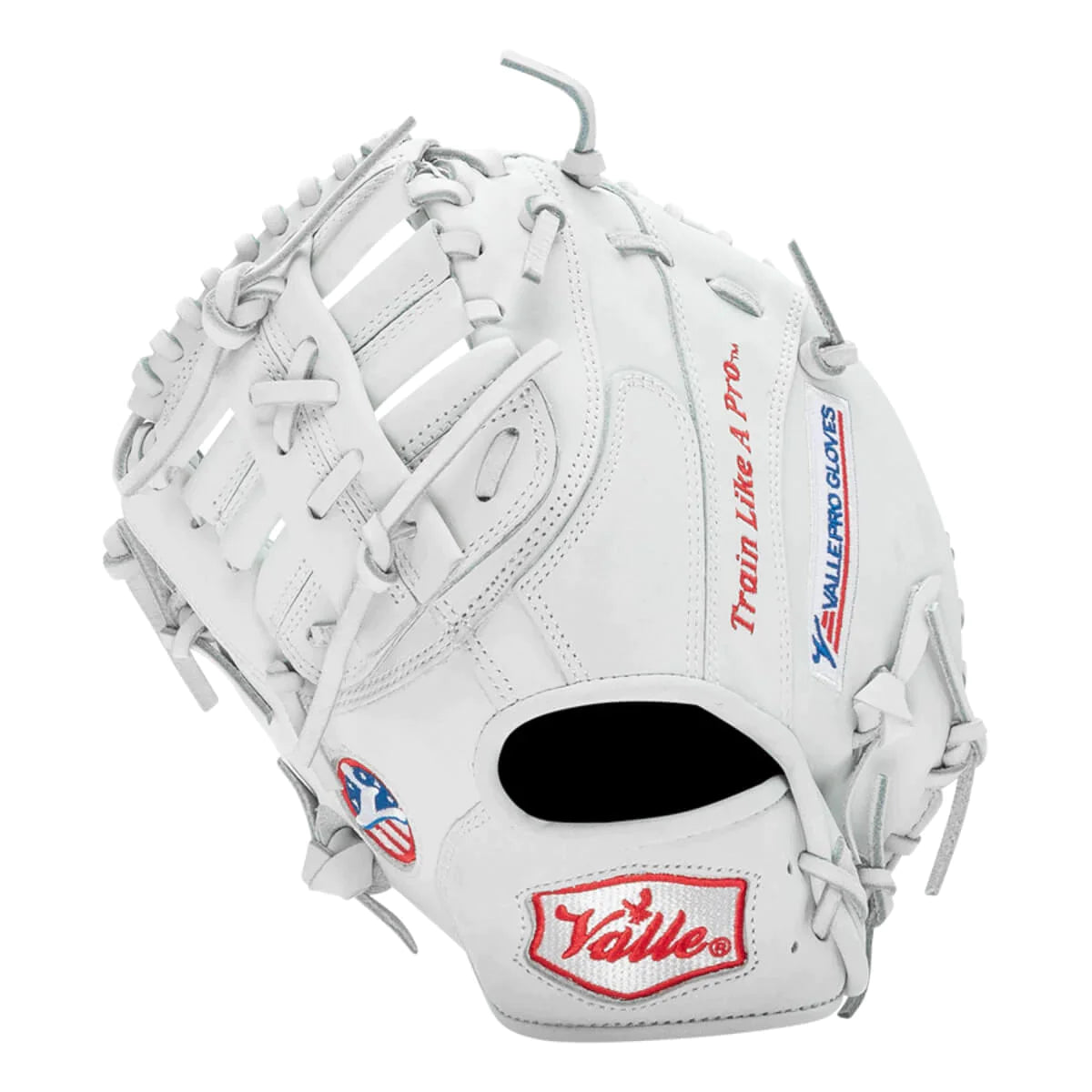 Valle Pro Series training glove, first base mitt, thumb side view