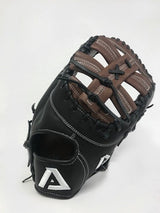 Akadema Torino first base mitt in brown and black, back view